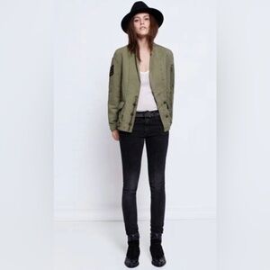 Zadig & Voltaire Virginia Grunge Jacket in Military Green Size L